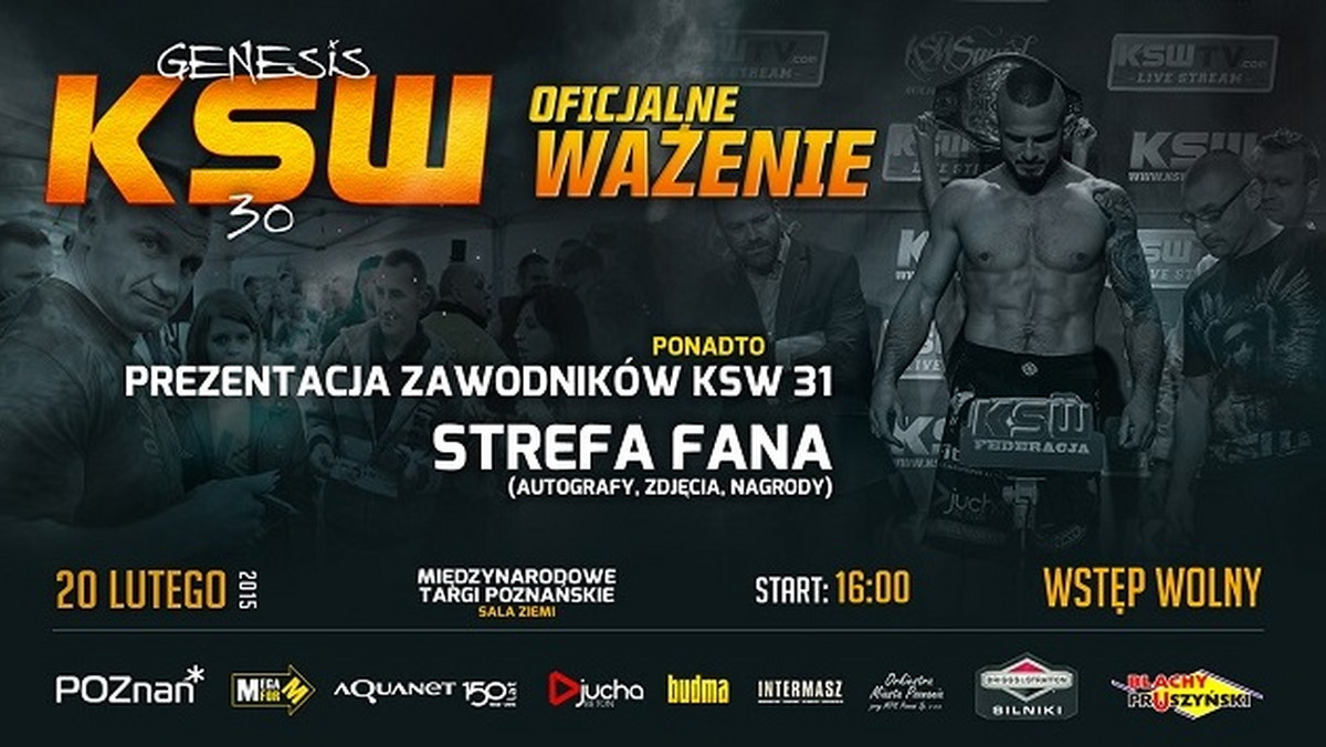 Federacja KSW pragnie zaprosić wszystkich kibiców na "Dzień z Gwiazdami KSW", który odbędzie się w piątek, 20 lutego, o godzinie 16:00 w sali Ziemia na terenie Międzynarodowych Targów Poznańskich. Wstęp wolny.