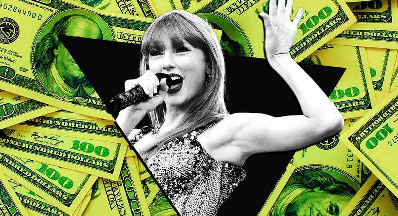 Taylor Swift's Eras Tour is continuing this year — and is set to be responsible for the majority of her 2024 income. Graham Denholm/TAS24/Getty Images for TAS Rights Management; Chelsea Jia Feng/BI