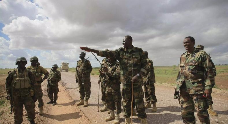 KDF soldiers scanning an area