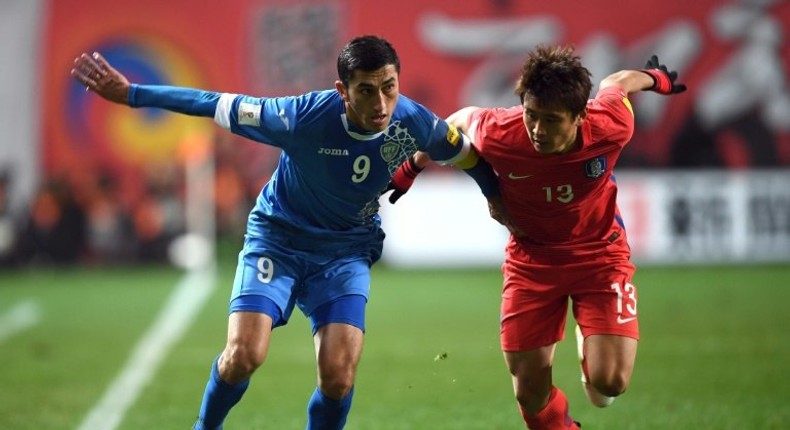 Koo Ja-Cheol (right) scored a late winner as South Korea came from behind to beat Uzbekistan 2-1 in a World Cup qualifier in Seoul on November 15, 2016