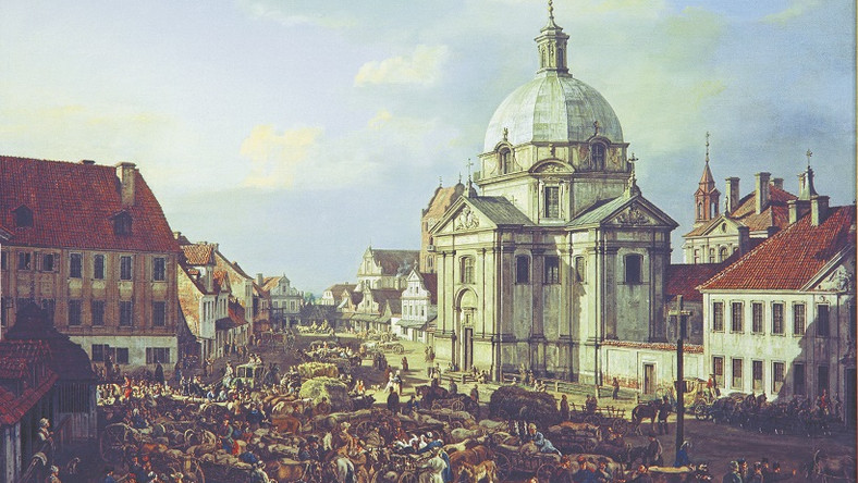 Kościół św. Kazimierza na rynku Nowego Miasta w Warszawie, obraz namalowany przez Bernardo Bellotto Canaletto