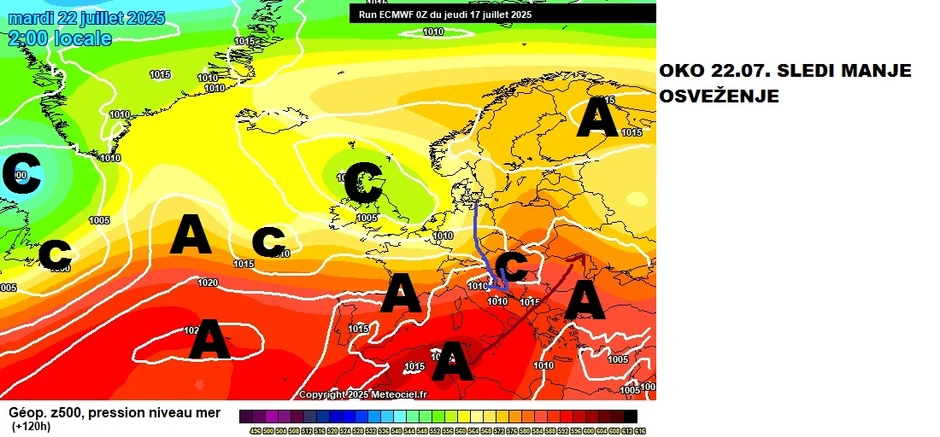 Mapa osveženja oko 22. jula