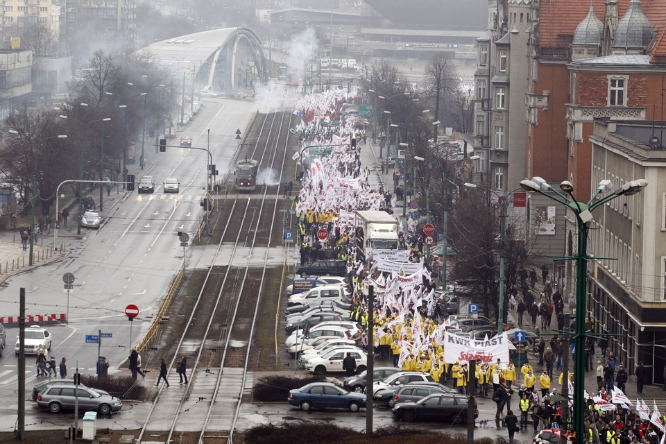 KATOWICE MANIFESTACJA GÓRNICZYCH ZWIĄZKÓW ZAWODOWYCH