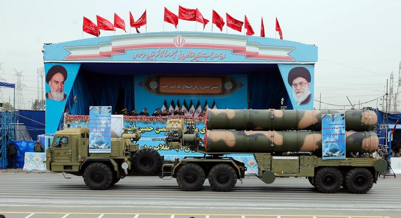 A Russian-made S-300 missile system drives in front of the officials' stand during a 2019 military parade in Tehran.AFP via Getty Images