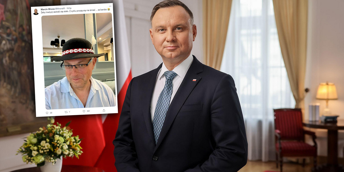 Andrzej Duda skomentował wpis Marcina Wrony. Chodzi o kapelusz.