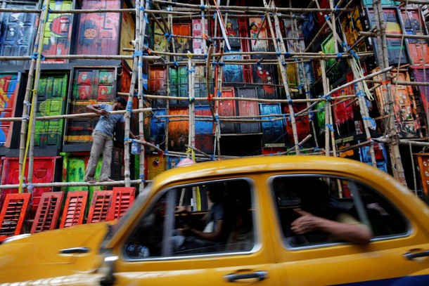 Durga Puja festival preparations in Calcutta