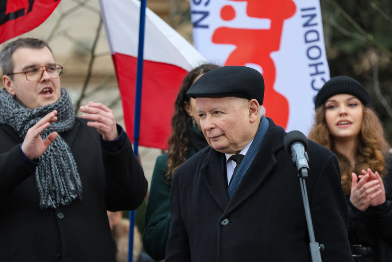 Na "Proteście Wolnych Polaków" pojawił się m.in. Jarosław Kaczyński