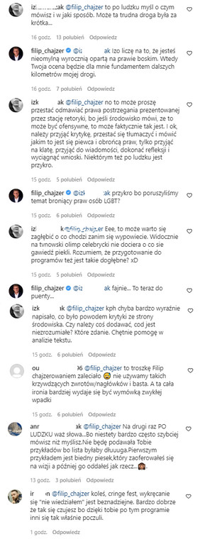 Filip Chajzer na Instagramie