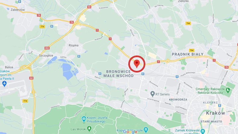 Ulica Wizjonerów jest położona w pobliżu wylotowej drogi z Krakowa na Katowice