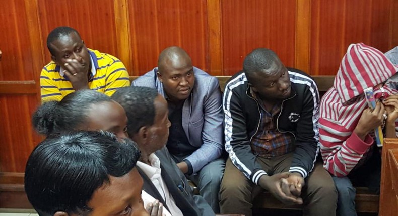 Suspects who conned Sameer Africa Chairman Naushad Merali through impersonating President Uhuru Kenyatta during a court hearing (Twitter)