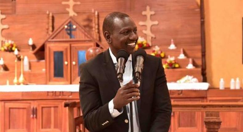 File image of President William Ruto at a past church service