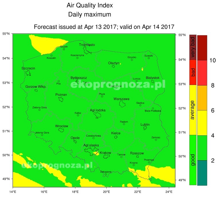 Ekoprognoza na 14 kwietnia 2017 r.