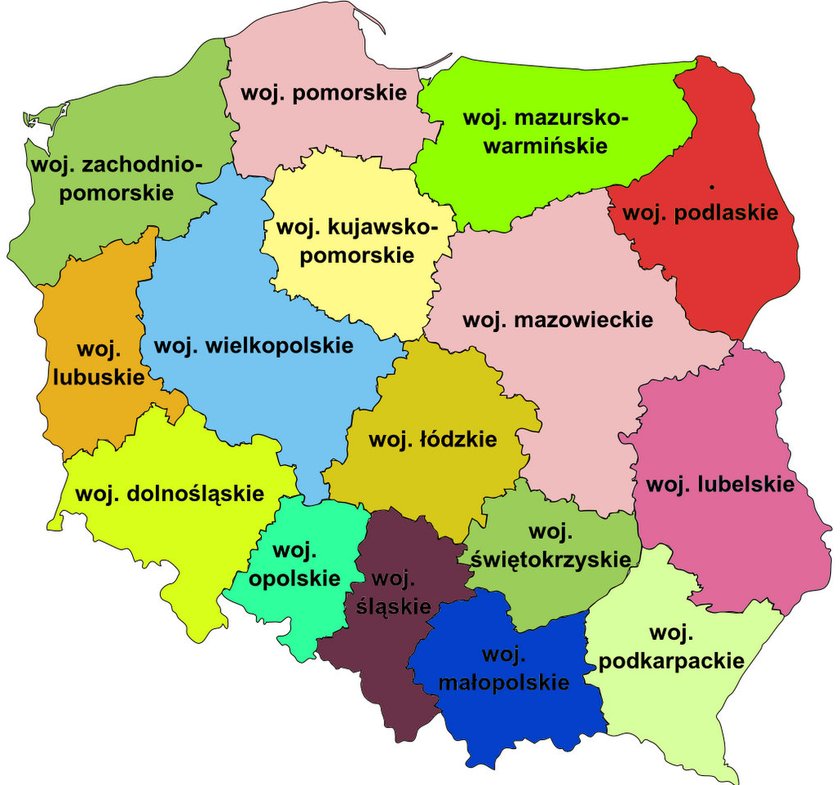 Mapa województw w Polsce