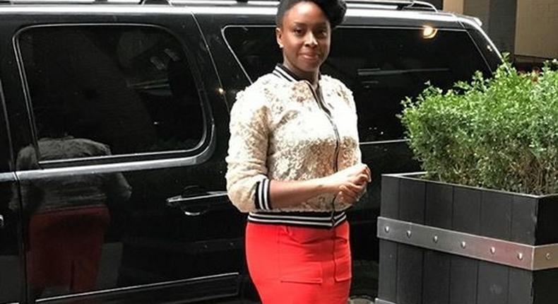 Chimamanda Ngozi-Adichie in a Style Temple bomber jacket