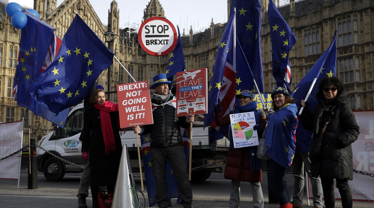 Nagy-Britannia-szerte 
mind erősebben hallatják hangjukat a kilépést 
ellenzők az utcákon is /Fotó: MTI-AP