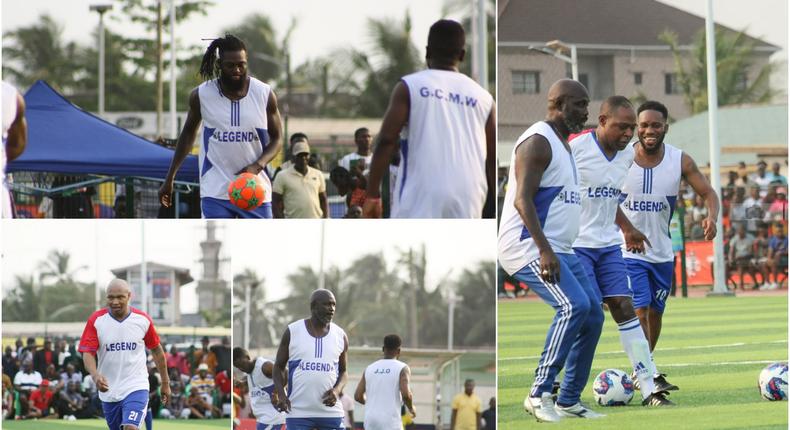 Video: African legends Asamoah Gyan, Okocha, Adebayor, Diouf beat George Oppong Weah’s XI in charity match