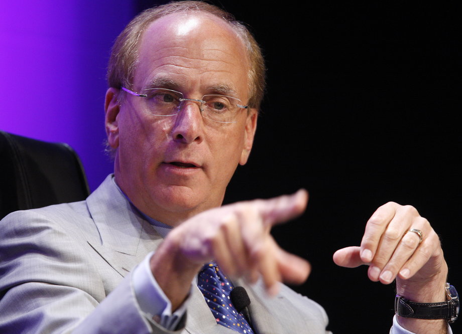 Laurence Fink, chairman and chief executive officer of BlackRock, speaks during The Wall Street Journal Deals and Dealmakers conference, in New York, June 11, 2008.