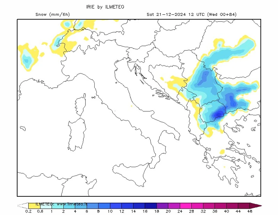 Mapa snega u subotu 21. decembra