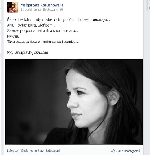 gwiazdy żegnają Annę Przybylską