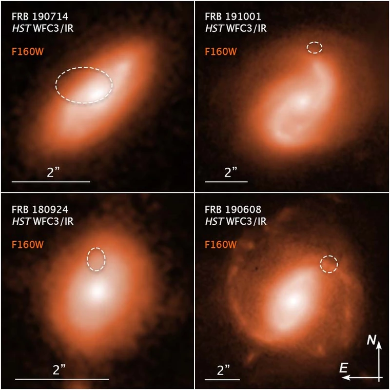 Szybkie rozbłyski radiowe śledzone przez Kosmiczny Teleskop Hubble'a (foto: NASA/ESA/Alexandra Mannings (UC Santa Cruz)/Wen-fai Fong (Northwestern)/Alyssa Pagan (STScI))