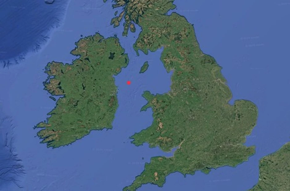Mapa pokazuje približnu lokaciju koju je brod Jantar preneo kao svoju lokaciju u Irskom moru