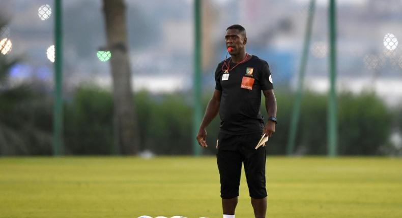 Cameroon coach and former Dutch star Clarence Seedorf conducts training in Egyptian city Ismailia