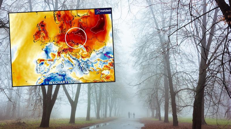 W weekend Polska utonie w chmurach. Czeka nas wystrzał temperatury (mapa: wxcharts.com)