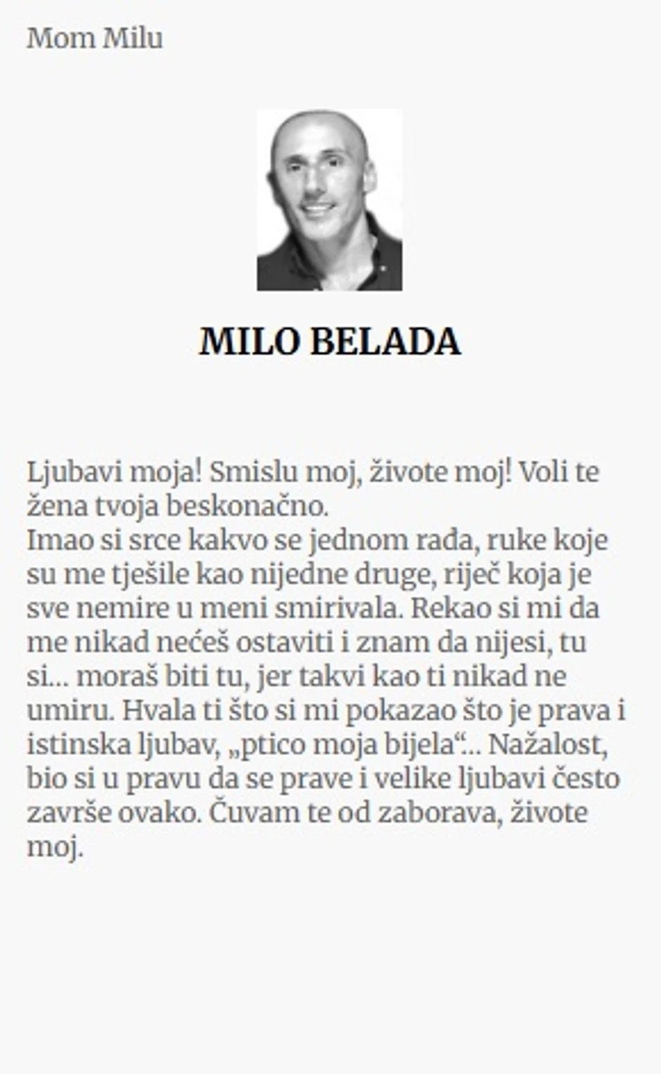 Žena se oprostila od ubijenog supruga
