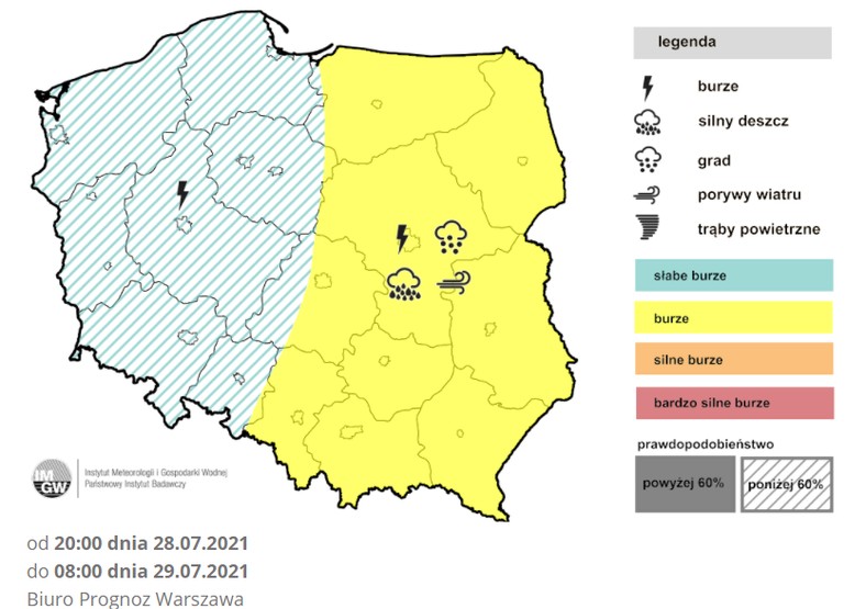 Prognoza burz na noc ze środy na czwartek