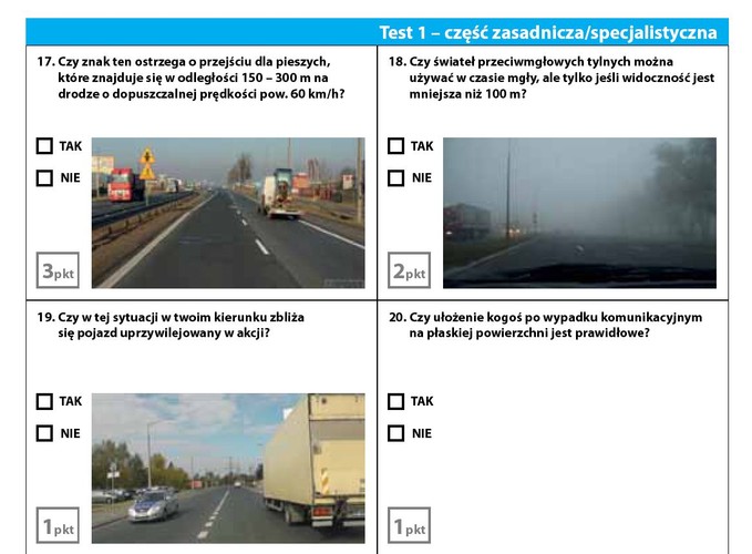 Przykładowy zestaw  pytań - część zasadnicza