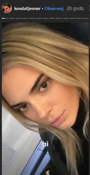 Kendall Jenner w blond włosach na insta story