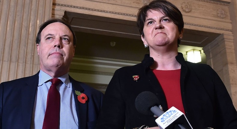 DUP leader Arlene Foster (right) with DUP MP Nigel Dodds.