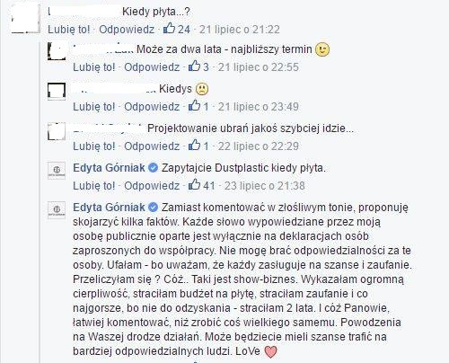 Screen z Facebooka Edyty Górniak