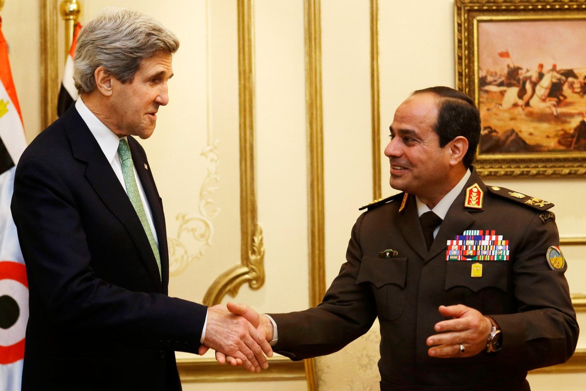 Generał al-Sisi i sekretarz stanu USA, John Kerry