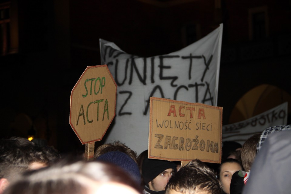 Manifestacja przeciwko ACTA w Krakowie, fot. Norbert Litwiński / Onet