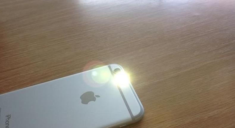 iPhone 6 with flashing LED light. 