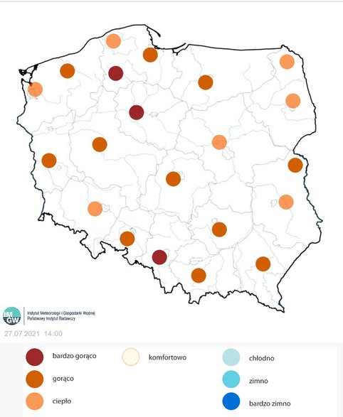 Subiektywne odczucie termiczne we wtorek