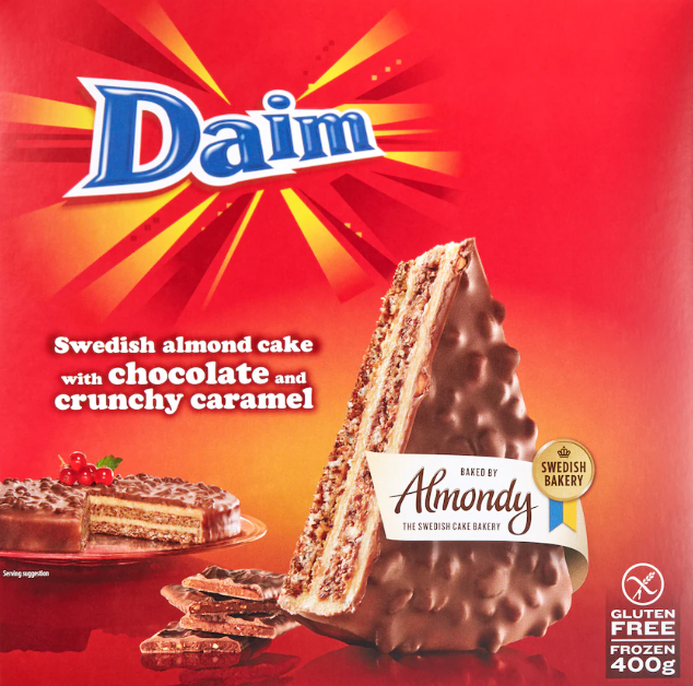Mandľová torta s čokoládou Daim od Almondy.
