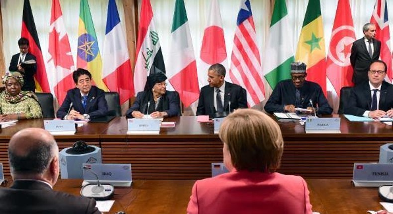 President Muhammadu Buhari pictured with other world leaders at the G7 summit in Germany