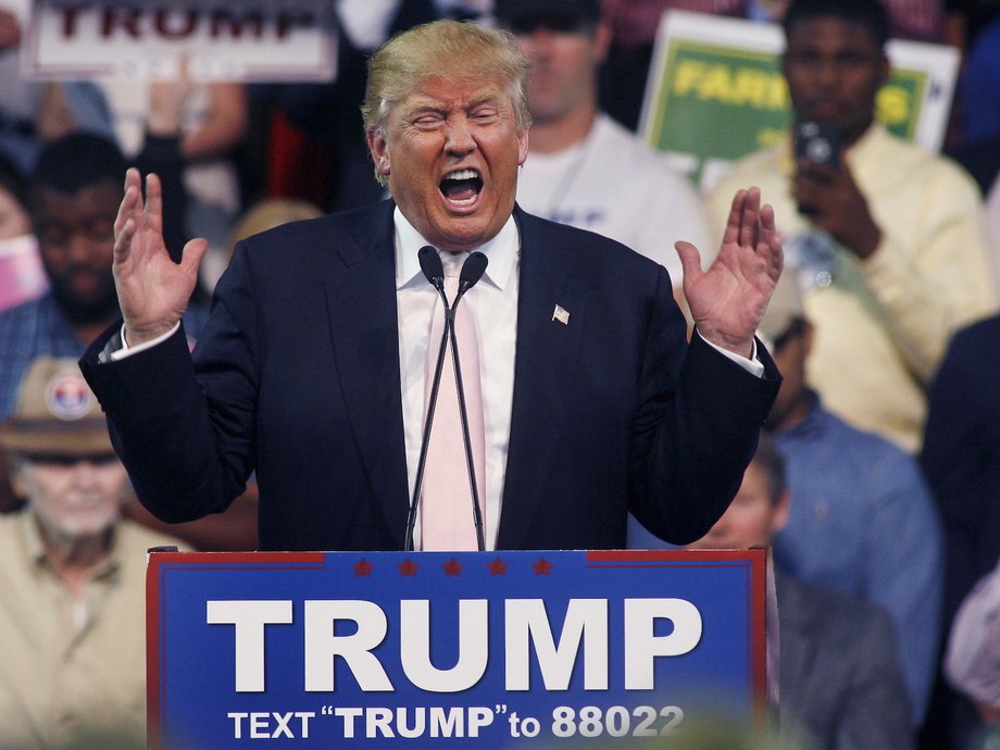 Republican U.S. presidential candidate Donald Trump speaks at a campaign rally at Valdosta State University in Valdosta, Georgia February 29, 2016.