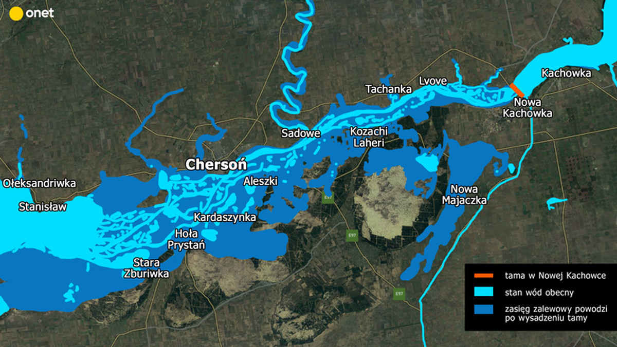 Rosjanie wysadzili tamę na Dnieprze. Jakie tereny mogą być zalane? [MAPA, WIDEO]