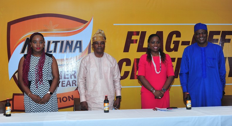 L-R: Head, Sustainability and Regulatory Affairs, Nigerian Breweries Plc, Jennifer Uchendu; Lagos Coordinator 1, Teachers Registration Council of Nigeria(TRCN), Muyiwa Ojewuyi; Corporate Affairs Director, Nigerian Breweries Plc, Sade Morgan and the National Treasurer, Nigeria Union of Teachers(NUT), Segun Raheem during the official flag-off of the 7th edition of Maltina Teacher of the Year initiative held in Lagos.