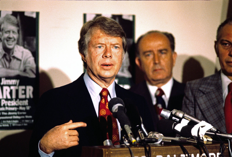 Jimmy Carter podczas kampanii prezydenckiej w 1976 r.