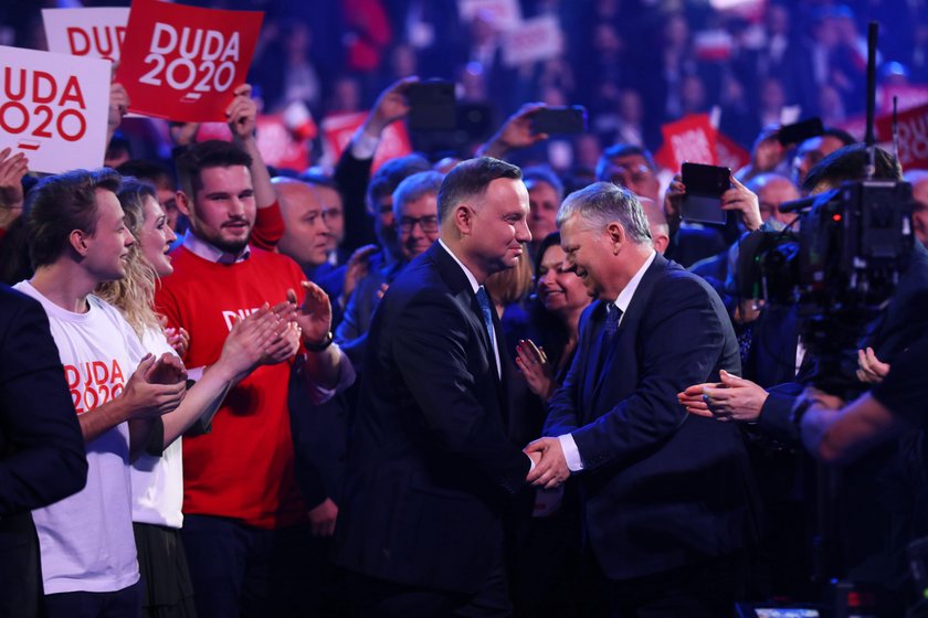 Prezydent Andrzej Duda i poseł PiS Marek Suski na konwencji Dudy