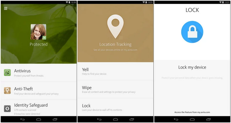 Avira zabezpiecza telefon na różne sposoby, są też funkcje na wypadek kradzieży