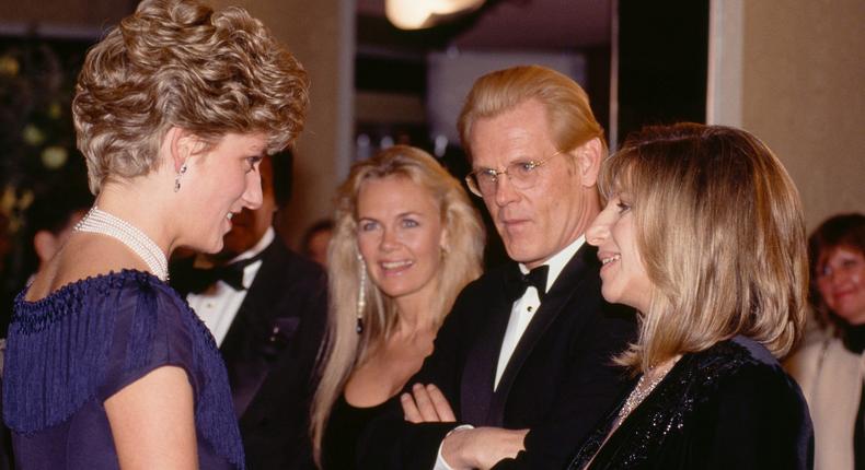 Princess Diana, Nick Nolte, and Barbra Streisand are pictured at the UK premiere of The Prince of Tides.Tim Graham Photo Library via Getty Images