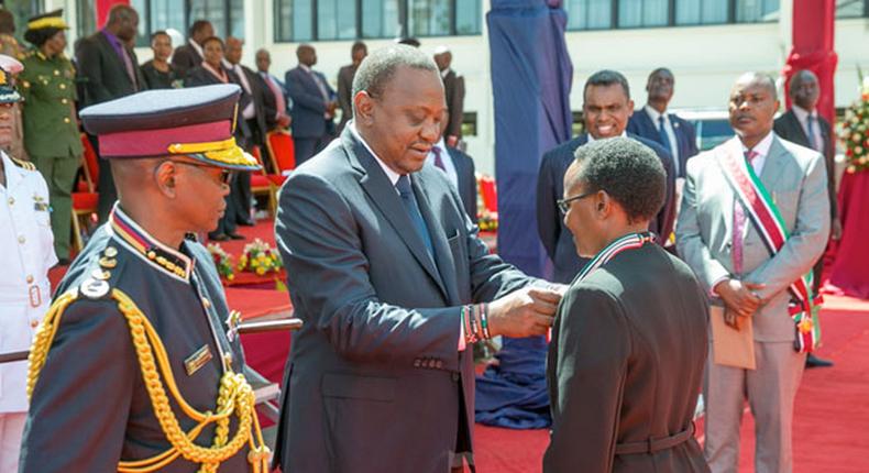 A file photo of President Uhuru Kenyatta at a  past function at DCI Headquaters