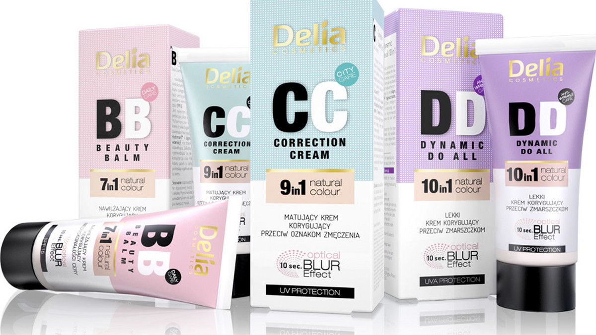 Delia Cosmetics przedstawia kremy BB - Beauty Balm, CC - Correction Cream i DD - Dynamic Do All. Kosmetyki łączą właściwości pielęgnacyjne kremu, takie jak nawilżenie i odżywienie z  efektem lekkiego podkładu - wyrównują barwę, matują i korygują. Doskonałe, multifunkcyjne preparaty, które świetnie sprawdzą się latem.