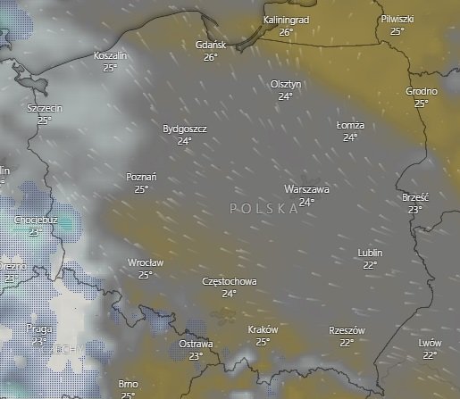 Zachmurzenie w sobotę o godzinie 12:00