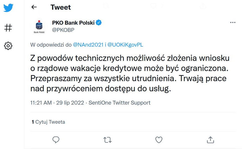 Tweet PKO Bank Polski